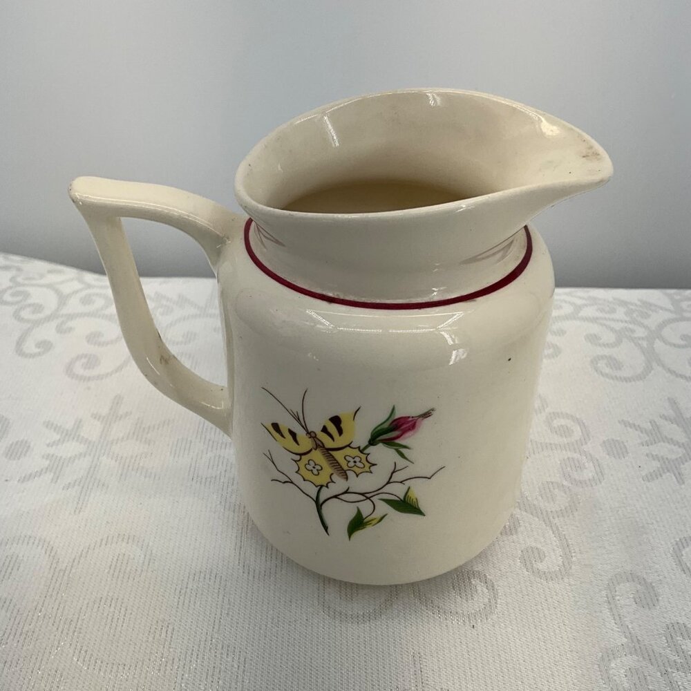 Vintage Knowles 82-3 Floral Ceramic Pitcher 5"‎ Tall